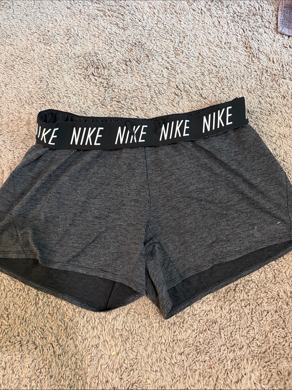 Nike Women’s Heather Charcoal Athletic Shorts with Logo Waistband